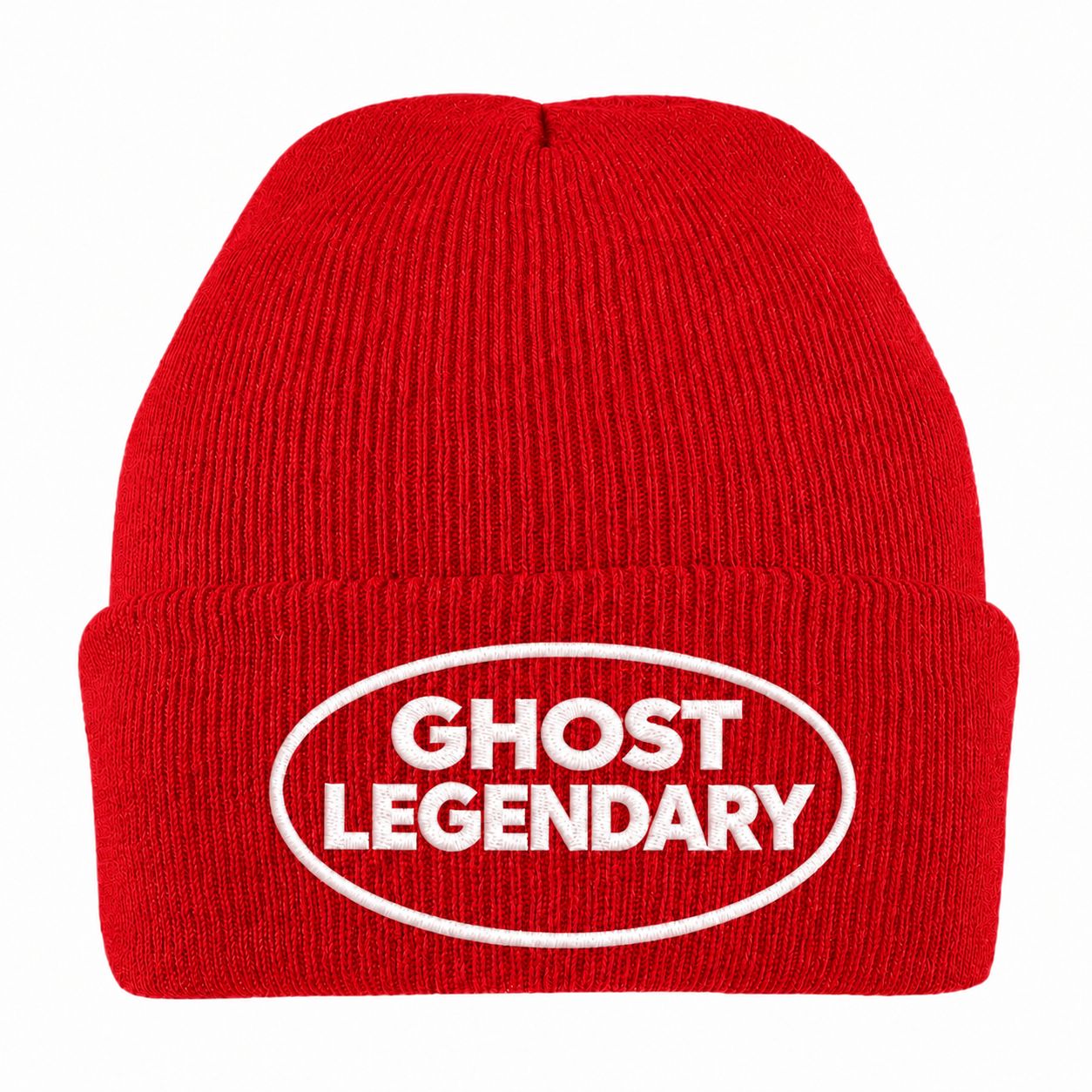 EMBROIDERED RED BEANIE