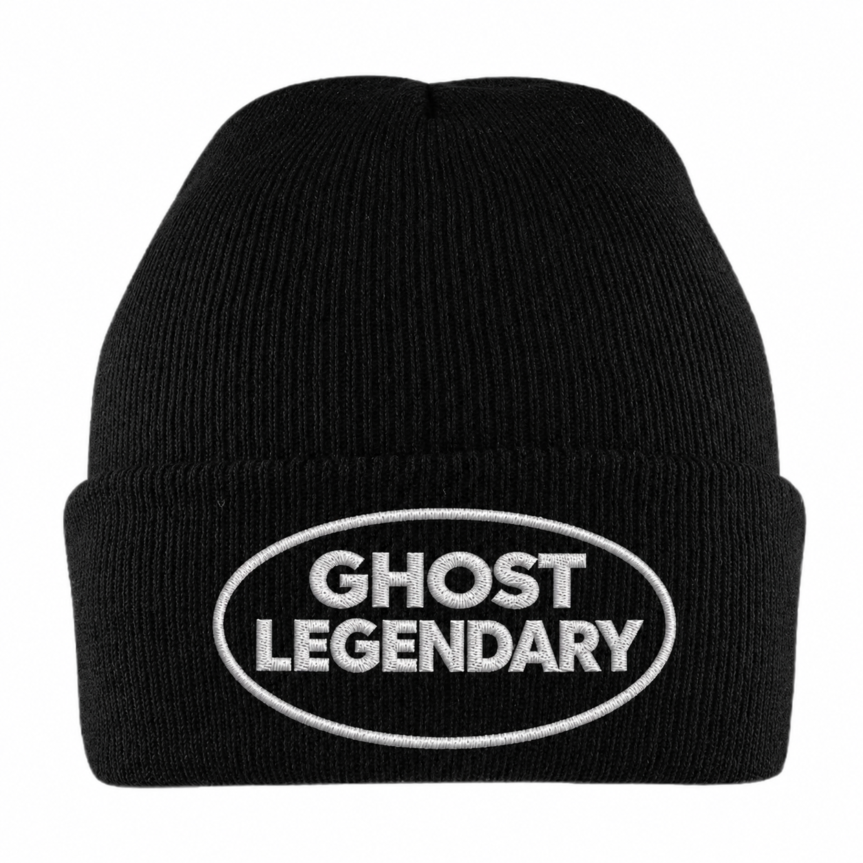 EMBROIDERED BLACK BEANIE